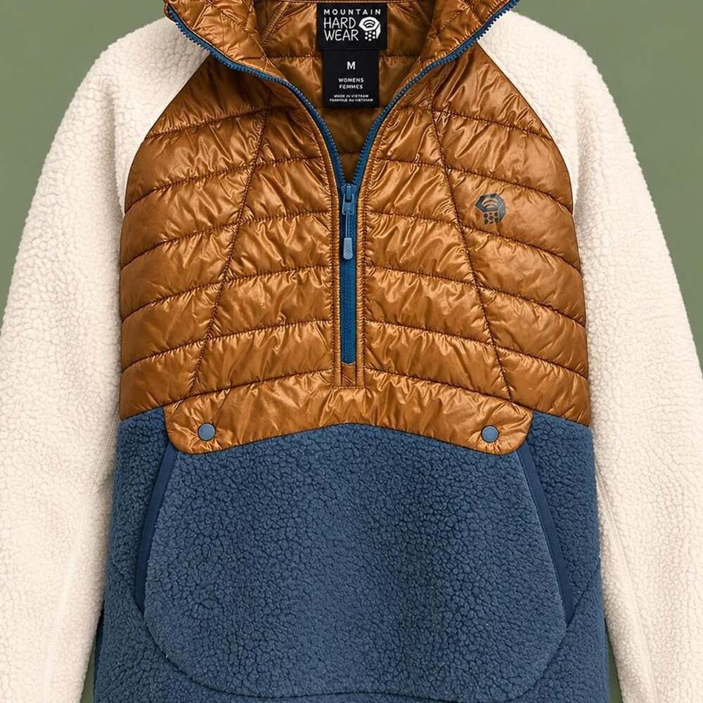 Mountain Hardwear Altius Hybrid Pullover Size M Bronze Cream Blue